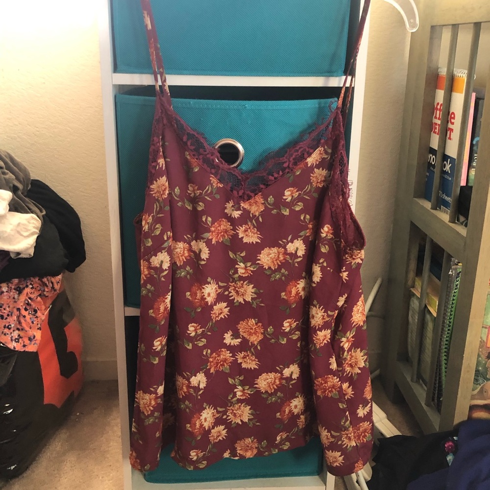 Forever 21 floral red Lacey tank top